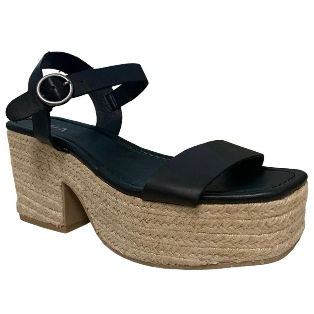 MIA Nichele Platform Espadrille Sling Back Heel Faux Leather Sandal Size 8.5